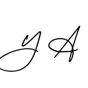 Make a beautiful signature design for name Y A. With this signature (AmerikaSignatureDemo-Regular) style, you can create a handwritten signature for free. Y A signature style 3 images and pictures png