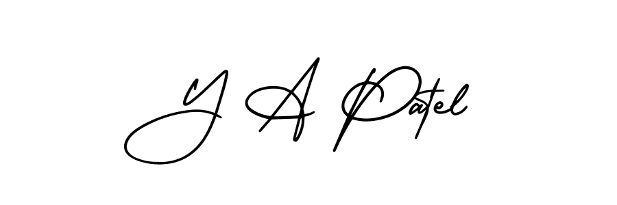 AmerikaSignatureDemo-Regular is a professional signature style that is perfect for those who want to add a touch of class to their signature. It is also a great choice for those who want to make their signature more unique. Get Y A Patel name to fancy signature for free. Y A Patel signature style 3 images and pictures png