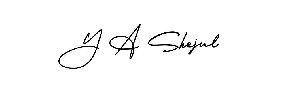 How to make Y A Shejul name signature. Use AmerikaSignatureDemo-Regular style for creating short signs online. This is the latest handwritten sign. Y A Shejul signature style 3 images and pictures png