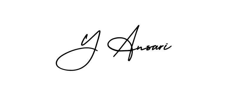 You should practise on your own different ways (AmerikaSignatureDemo-Regular) to write your name (Y Ansari) in signature. don't let someone else do it for you. Y Ansari signature style 3 images and pictures png