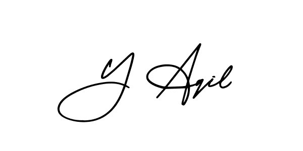 Create a beautiful signature design for name Y Aqil. With this signature (AmerikaSignatureDemo-Regular) fonts, you can make a handwritten signature for free. Y Aqil signature style 3 images and pictures png