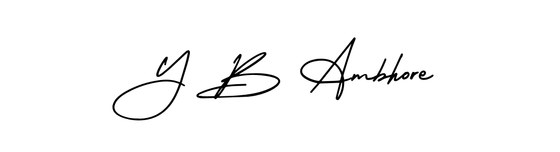 How to make Y B Ambhore name signature. Use AmerikaSignatureDemo-Regular style for creating short signs online. This is the latest handwritten sign. Y B Ambhore signature style 3 images and pictures png