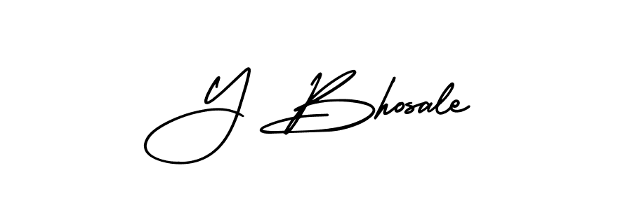Y Bhosale stylish signature style. Best Handwritten Sign (AmerikaSignatureDemo-Regular) for my name. Handwritten Signature Collection Ideas for my name Y Bhosale. Y Bhosale signature style 3 images and pictures png