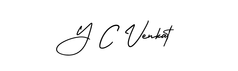 Similarly AmerikaSignatureDemo-Regular is the best handwritten signature design. Signature creator online .You can use it as an online autograph creator for name Y C Venkat. Y C Venkat signature style 3 images and pictures png