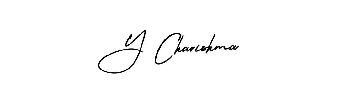 Y Charishma stylish signature style. Best Handwritten Sign (AmerikaSignatureDemo-Regular) for my name. Handwritten Signature Collection Ideas for my name Y Charishma. Y Charishma signature style 3 images and pictures png