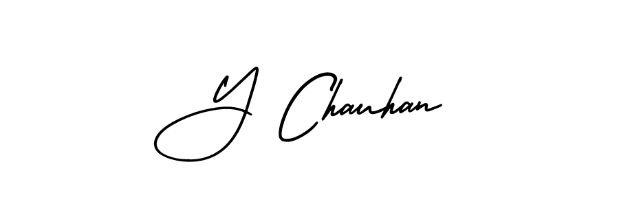 How to make Y Chauhan name signature. Use AmerikaSignatureDemo-Regular style for creating short signs online. This is the latest handwritten sign. Y Chauhan signature style 3 images and pictures png