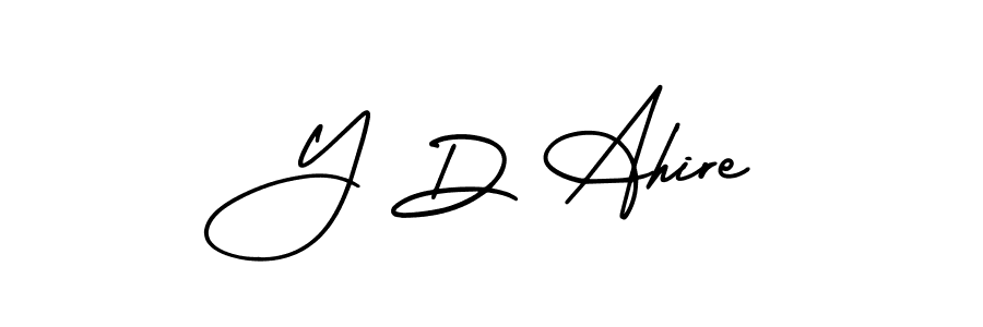 Y D Ahire stylish signature style. Best Handwritten Sign (AmerikaSignatureDemo-Regular) for my name. Handwritten Signature Collection Ideas for my name Y D Ahire. Y D Ahire signature style 3 images and pictures png