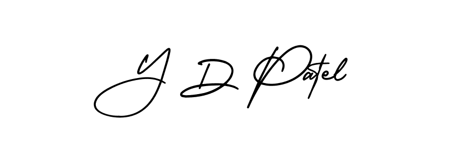 This is the best signature style for the Y D Patel name. Also you like these signature font (AmerikaSignatureDemo-Regular). Mix name signature. Y D Patel signature style 3 images and pictures png