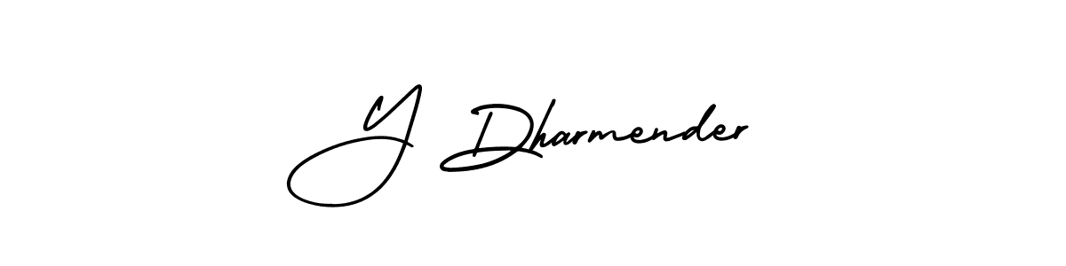 Also we have Y Dharmender name is the best signature style. Create professional handwritten signature collection using AmerikaSignatureDemo-Regular autograph style. Y Dharmender signature style 3 images and pictures png