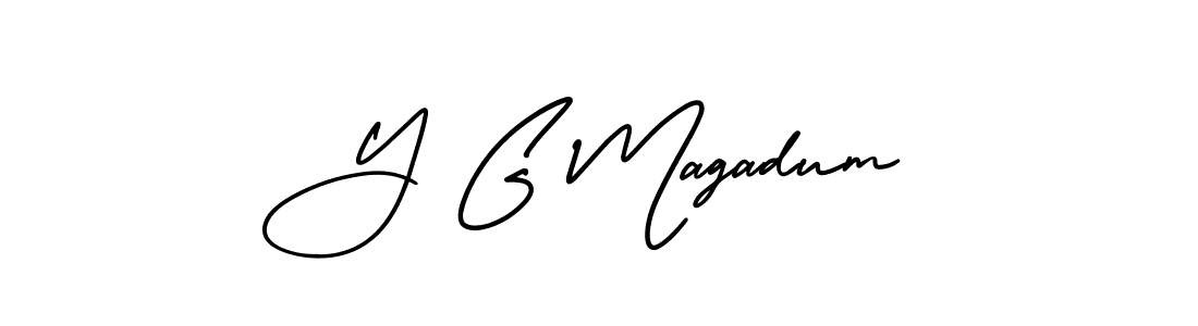 Similarly AmerikaSignatureDemo-Regular is the best handwritten signature design. Signature creator online .You can use it as an online autograph creator for name Y G Magadum. Y G Magadum signature style 3 images and pictures png