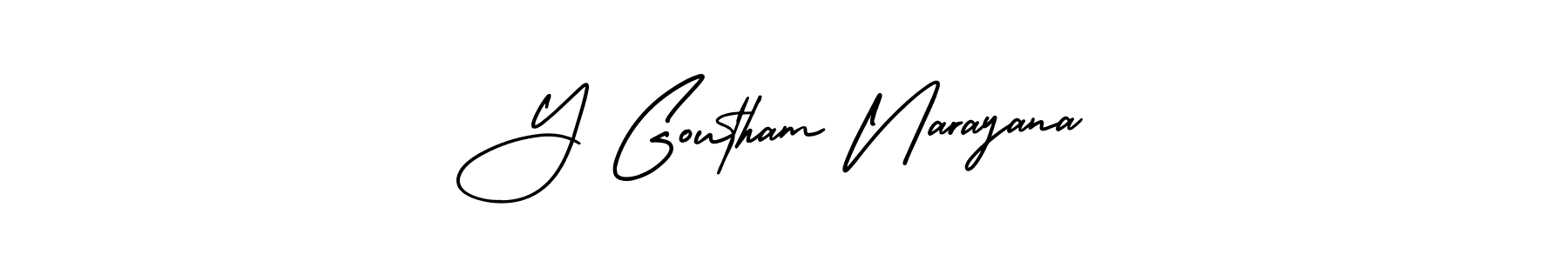 if you are searching for the best signature style for your name Y Goutham Narayana. so please give up your signature search. here we have designed multiple signature styles  using AmerikaSignatureDemo-Regular. Y Goutham Narayana signature style 3 images and pictures png