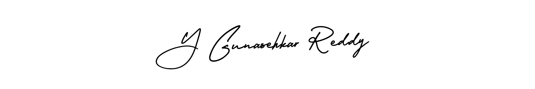 Y Gunasehkar Reddy stylish signature style. Best Handwritten Sign (AmerikaSignatureDemo-Regular) for my name. Handwritten Signature Collection Ideas for my name Y Gunasehkar Reddy. Y Gunasehkar Reddy signature style 3 images and pictures png