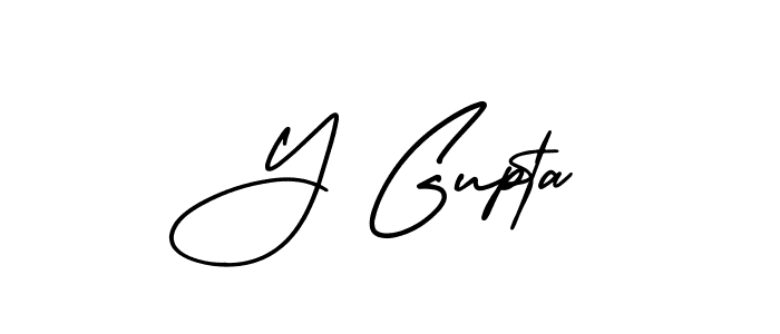 You should practise on your own different ways (AmerikaSignatureDemo-Regular) to write your name (Y Gupta) in signature. don't let someone else do it for you. Y Gupta signature style 3 images and pictures png