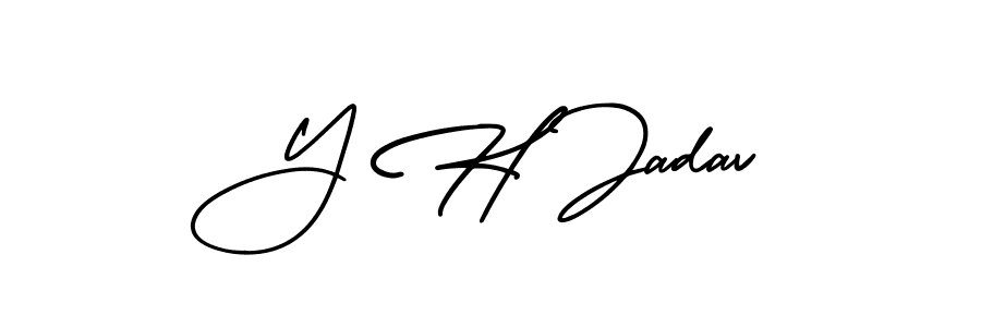 Similarly AmerikaSignatureDemo-Regular is the best handwritten signature design. Signature creator online .You can use it as an online autograph creator for name Y H Jadav. Y H Jadav signature style 3 images and pictures png