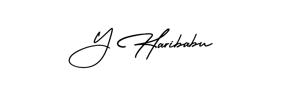 How to make Y Haribabu name signature. Use AmerikaSignatureDemo-Regular style for creating short signs online. This is the latest handwritten sign. Y Haribabu signature style 3 images and pictures png