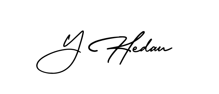 Use a signature maker to create a handwritten signature online. With this signature software, you can design (AmerikaSignatureDemo-Regular) your own signature for name Y Hedau. Y Hedau signature style 3 images and pictures png