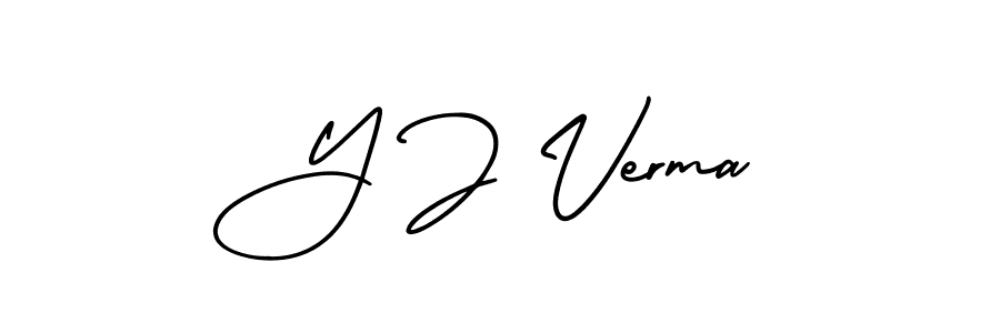 Y J Verma stylish signature style. Best Handwritten Sign (AmerikaSignatureDemo-Regular) for my name. Handwritten Signature Collection Ideas for my name Y J Verma. Y J Verma signature style 3 images and pictures png