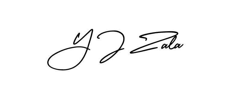 Use a signature maker to create a handwritten signature online. With this signature software, you can design (AmerikaSignatureDemo-Regular) your own signature for name Y J Zala. Y J Zala signature style 3 images and pictures png