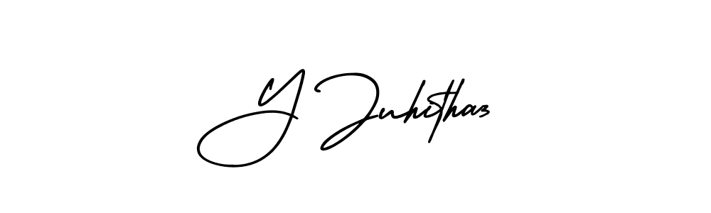 Y Juhitha3 stylish signature style. Best Handwritten Sign (AmerikaSignatureDemo-Regular) for my name. Handwritten Signature Collection Ideas for my name Y Juhitha3. Y Juhitha3 signature style 3 images and pictures png