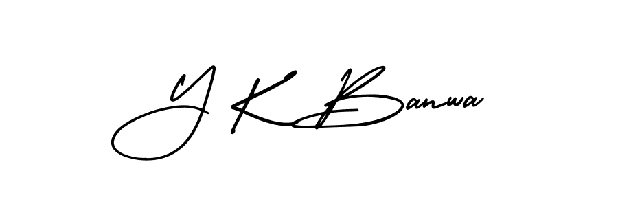 This is the best signature style for the Y K Banwa name. Also you like these signature font (AmerikaSignatureDemo-Regular). Mix name signature. Y K Banwa signature style 3 images and pictures png