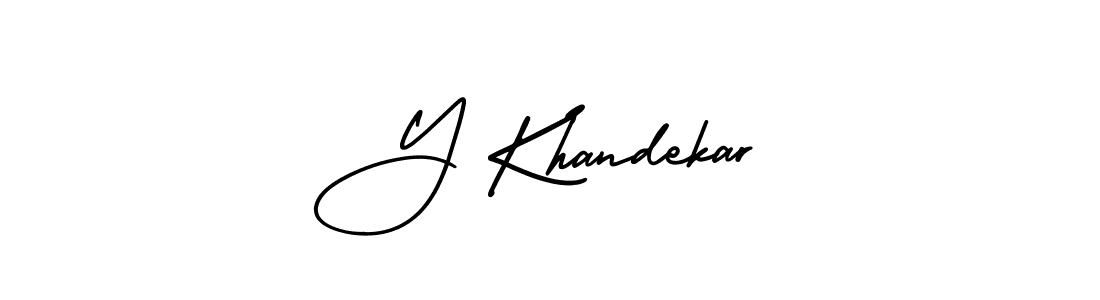 The best way (AmerikaSignatureDemo-Regular) to make a short signature is to pick only two or three words in your name. The name Y Khandekar include a total of six letters. For converting this name. Y Khandekar signature style 3 images and pictures png