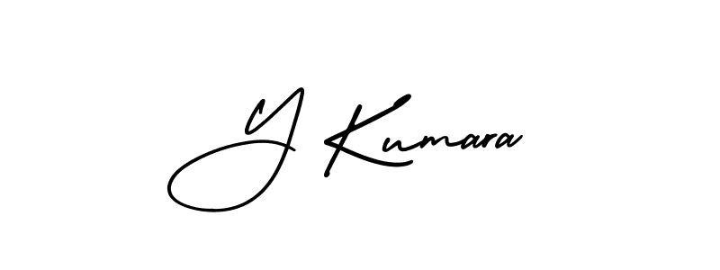 How to make Y Kumara name signature. Use AmerikaSignatureDemo-Regular style for creating short signs online. This is the latest handwritten sign. Y Kumara signature style 3 images and pictures png