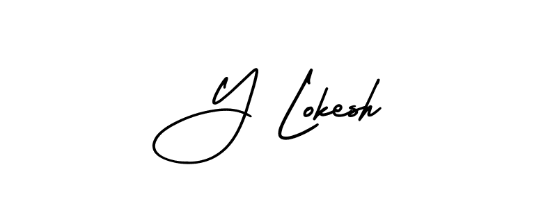 The best way (AmerikaSignatureDemo-Regular) to make a short signature is to pick only two or three words in your name. The name Y Lokesh include a total of six letters. For converting this name. Y Lokesh signature style 3 images and pictures png