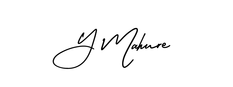 How to make Y Mahure name signature. Use AmerikaSignatureDemo-Regular style for creating short signs online. This is the latest handwritten sign. Y Mahure signature style 3 images and pictures png