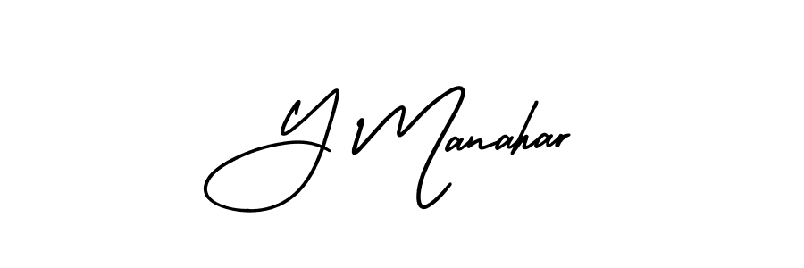 Make a beautiful signature design for name Y Manahar. With this signature (AmerikaSignatureDemo-Regular) style, you can create a handwritten signature for free. Y Manahar signature style 3 images and pictures png