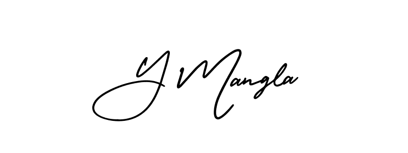 Similarly AmerikaSignatureDemo-Regular is the best handwritten signature design. Signature creator online .You can use it as an online autograph creator for name Y Mangla. Y Mangla signature style 3 images and pictures png