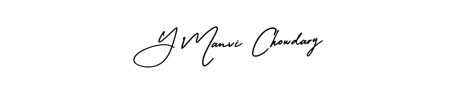 Make a short Y Manvi Chowdary signature style. Manage your documents anywhere anytime using AmerikaSignatureDemo-Regular. Create and add eSignatures, submit forms, share and send files easily. Y Manvi Chowdary signature style 3 images and pictures png