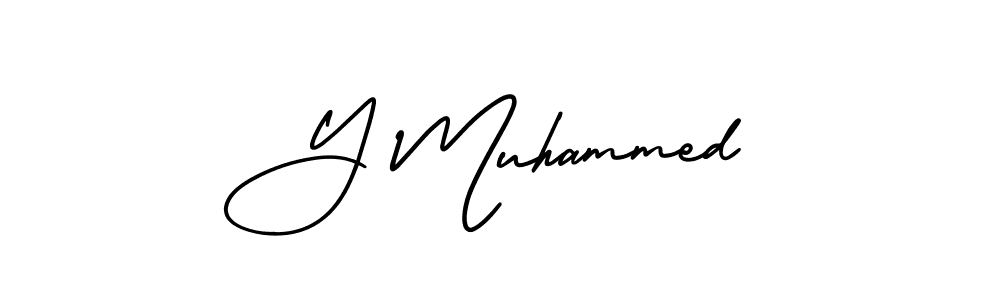 How to make Y Muhammed name signature. Use AmerikaSignatureDemo-Regular style for creating short signs online. This is the latest handwritten sign. Y Muhammed signature style 3 images and pictures png