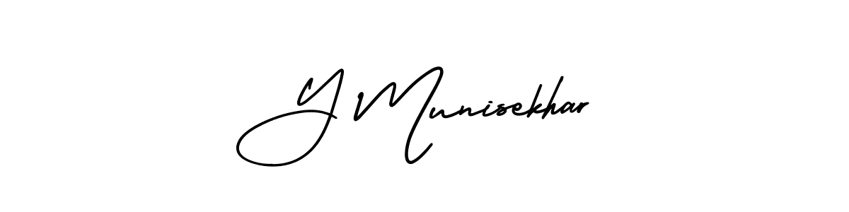 You should practise on your own different ways (AmerikaSignatureDemo-Regular) to write your name (Y Munisekhar) in signature. don't let someone else do it for you. Y Munisekhar signature style 3 images and pictures png