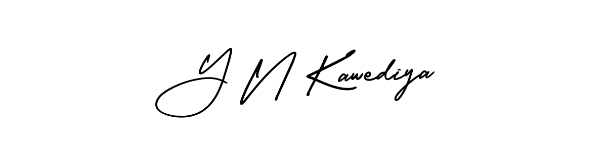 AmerikaSignatureDemo-Regular is a professional signature style that is perfect for those who want to add a touch of class to their signature. It is also a great choice for those who want to make their signature more unique. Get Y N Kawediya name to fancy signature for free. Y N Kawediya signature style 3 images and pictures png