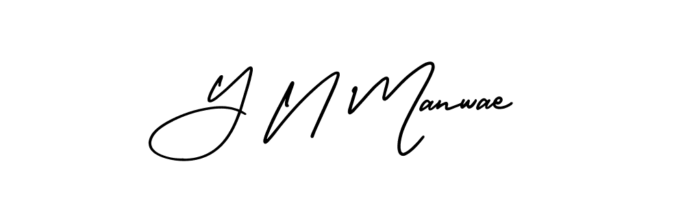 How to make Y N Manwae name signature. Use AmerikaSignatureDemo-Regular style for creating short signs online. This is the latest handwritten sign. Y N Manwae signature style 3 images and pictures png