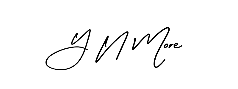 How to make Y N More name signature. Use AmerikaSignatureDemo-Regular style for creating short signs online. This is the latest handwritten sign. Y N More signature style 3 images and pictures png