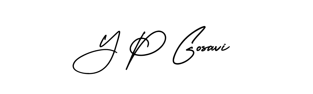 You should practise on your own different ways (AmerikaSignatureDemo-Regular) to write your name (Y P Gosavi) in signature. don't let someone else do it for you. Y P Gosavi signature style 3 images and pictures png