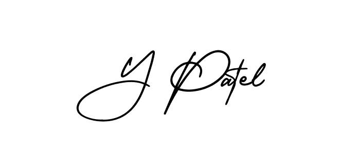 How to make Y Patel name signature. Use AmerikaSignatureDemo-Regular style for creating short signs online. This is the latest handwritten sign. Y Patel signature style 3 images and pictures png