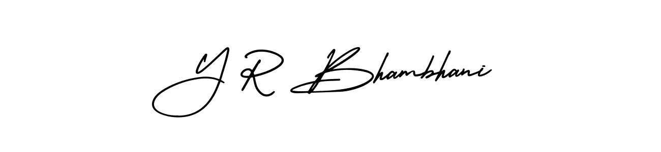 Y R Bhambhani stylish signature style. Best Handwritten Sign (AmerikaSignatureDemo-Regular) for my name. Handwritten Signature Collection Ideas for my name Y R Bhambhani. Y R Bhambhani signature style 3 images and pictures png