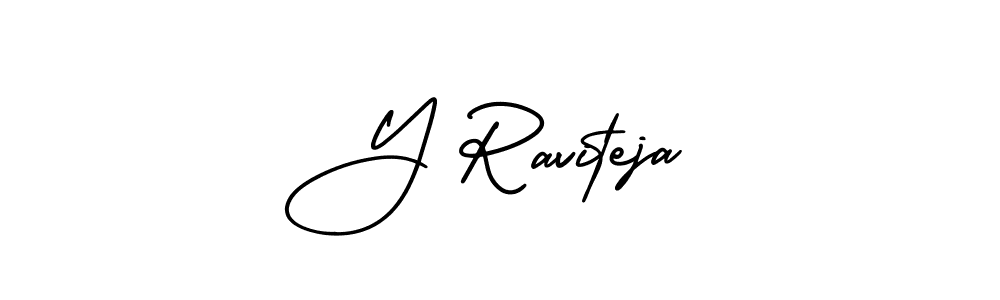 if you are searching for the best signature style for your name Y Raviteja. so please give up your signature search. here we have designed multiple signature styles  using AmerikaSignatureDemo-Regular. Y Raviteja signature style 3 images and pictures png