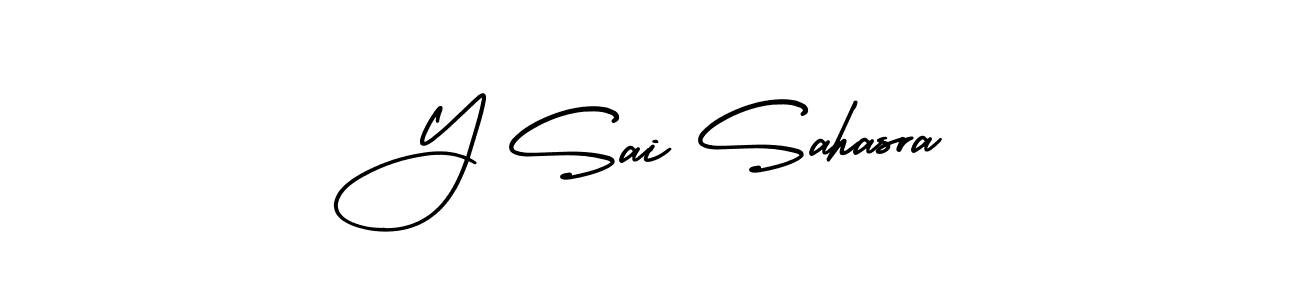 Similarly AmerikaSignatureDemo-Regular is the best handwritten signature design. Signature creator online .You can use it as an online autograph creator for name Y Sai Sahasra. Y Sai Sahasra signature style 3 images and pictures png