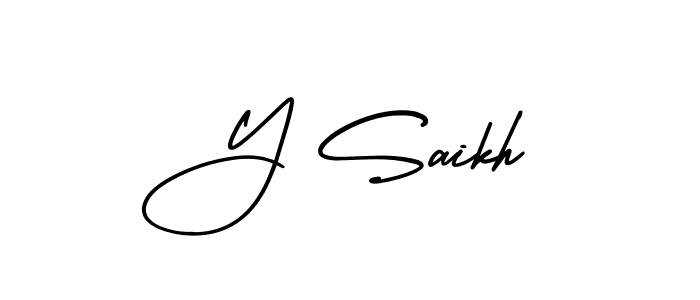 How to make Y Saikh name signature. Use AmerikaSignatureDemo-Regular style for creating short signs online. This is the latest handwritten sign. Y Saikh signature style 3 images and pictures png