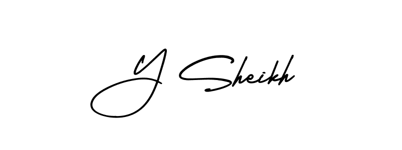 How to Draw Y Sheikh signature style? AmerikaSignatureDemo-Regular is a latest design signature styles for name Y Sheikh. Y Sheikh signature style 3 images and pictures png