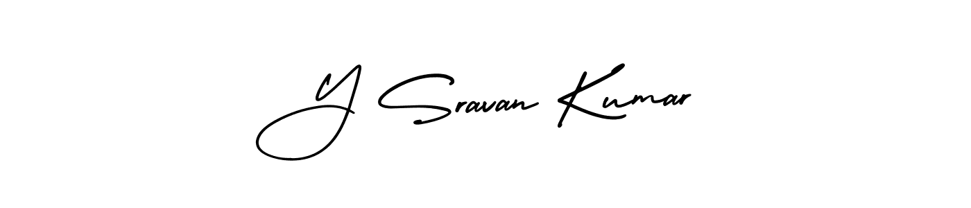 Make a short Y Sravan Kumar signature style. Manage your documents anywhere anytime using AmerikaSignatureDemo-Regular. Create and add eSignatures, submit forms, share and send files easily. Y Sravan Kumar signature style 3 images and pictures png