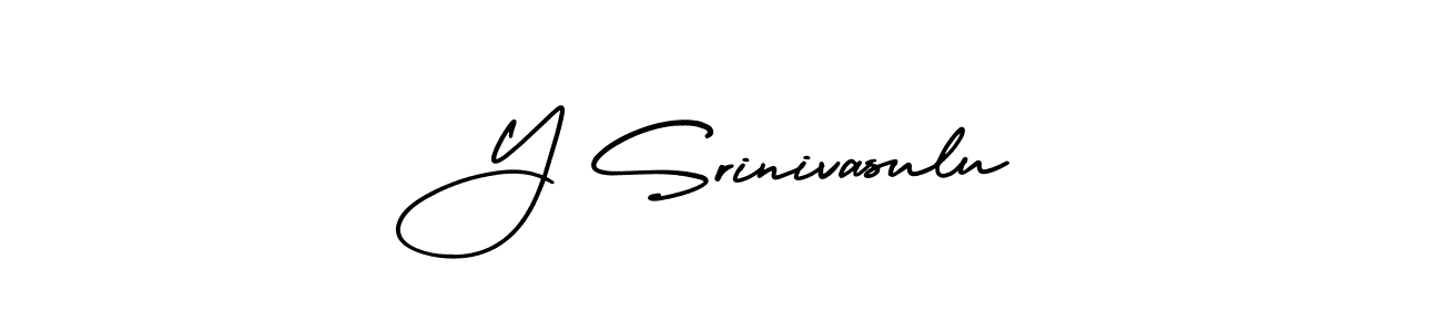 The best way (AmerikaSignatureDemo-Regular) to make a short signature is to pick only two or three words in your name. The name Y Srinivasulu include a total of six letters. For converting this name. Y Srinivasulu signature style 3 images and pictures png