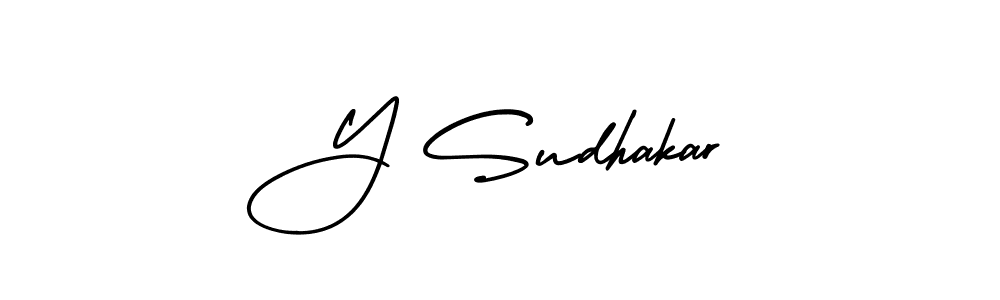 How to make Y Sudhakar name signature. Use AmerikaSignatureDemo-Regular style for creating short signs online. This is the latest handwritten sign. Y Sudhakar signature style 3 images and pictures png