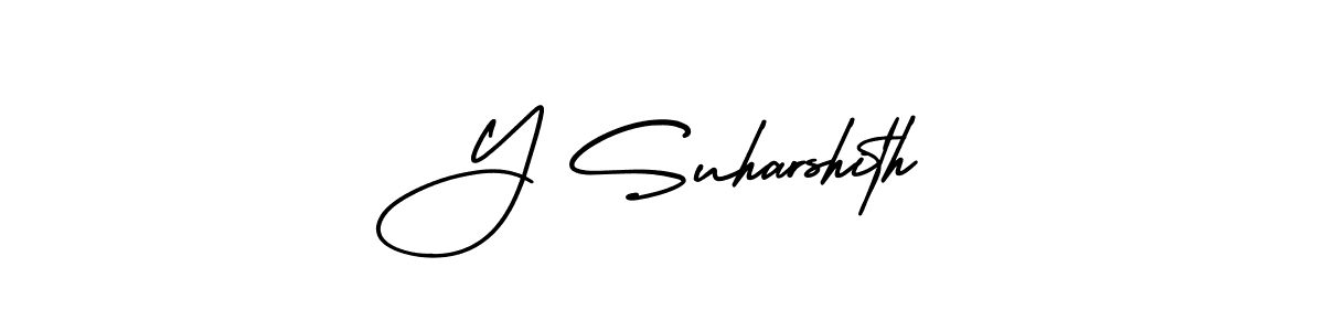 The best way (AmerikaSignatureDemo-Regular) to make a short signature is to pick only two or three words in your name. The name Y Suharshith include a total of six letters. For converting this name. Y Suharshith signature style 3 images and pictures png