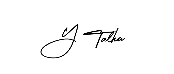 How to make Y Talha name signature. Use AmerikaSignatureDemo-Regular style for creating short signs online. This is the latest handwritten sign. Y Talha signature style 3 images and pictures png