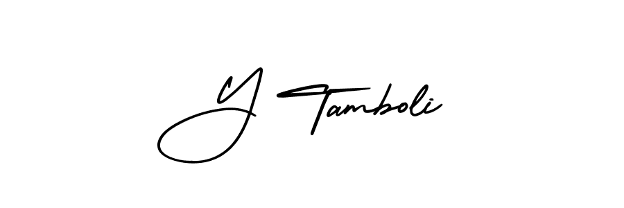 It looks lik you need a new signature style for name Y Tamboli. Design unique handwritten (AmerikaSignatureDemo-Regular) signature with our free signature maker in just a few clicks. Y Tamboli signature style 3 images and pictures png