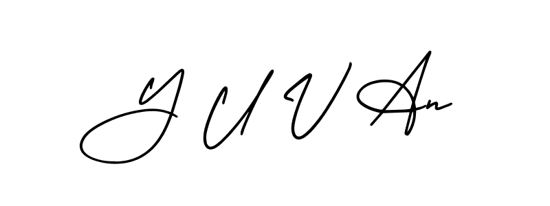 The best way (AmerikaSignatureDemo-Regular) to make a short signature is to pick only two or three words in your name. The name Y U V An include a total of six letters. For converting this name. Y U V An signature style 3 images and pictures png
